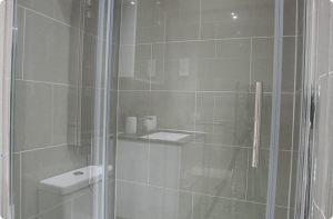 Studio Apartment Bathroom-Glass door Premier Nest - Student Accommodation Egham _ Premier Nest available in Your budget